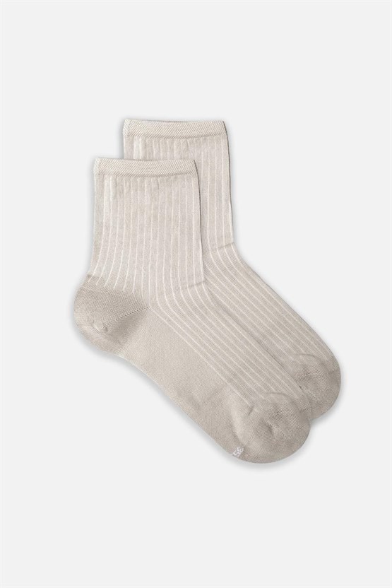 Mısırlı Kadın Merserize Tekli Soket Çorap Açık Gri