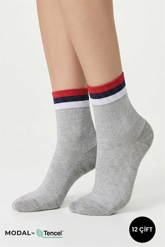 Mısırlı Kadın Modal 12li Kutulu Soket Çorap Çok Renkli