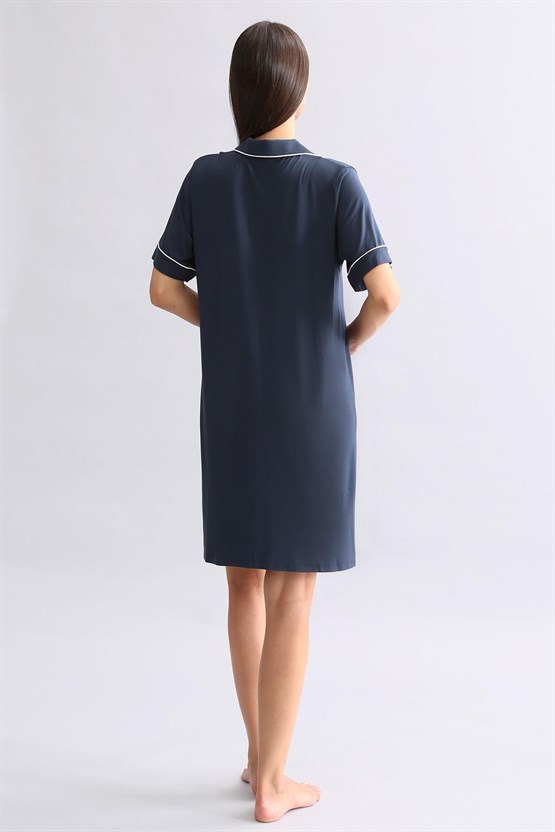 Mısırlı Kadın Modal Gecelik Gece Mavisi