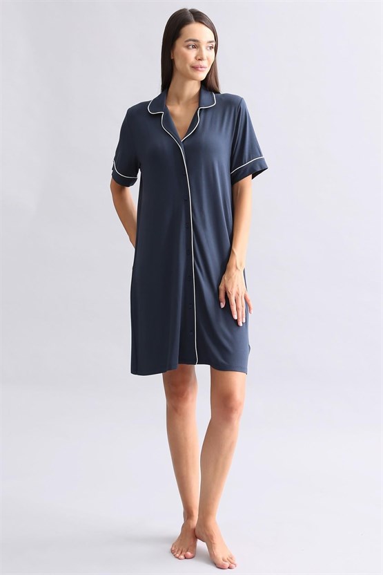 Mısırlı Kadın Modal Gecelik Gece Mavisi