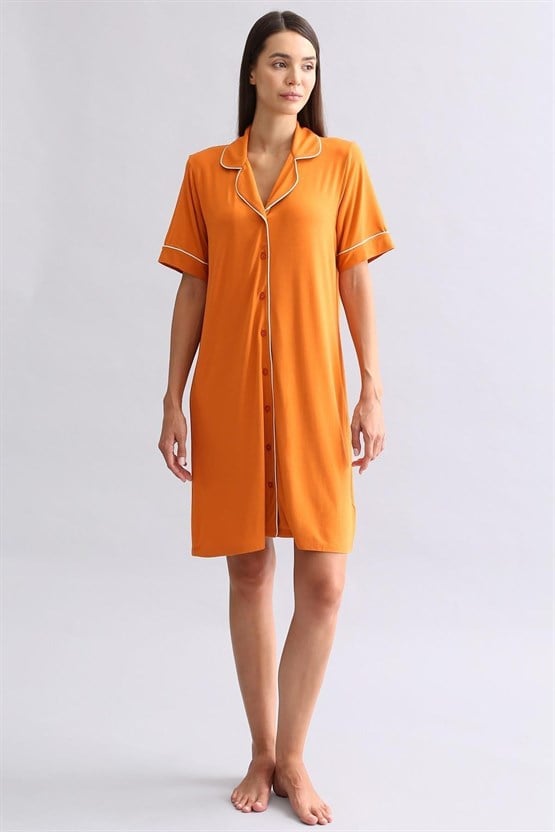 Mısırlı Kadın Modal Gecelik Pas Kırmızı