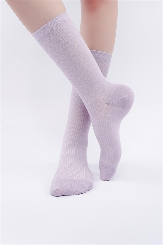 Mısırlı Kadın Modal Kaşmir Tekli Soket Çorap Lila