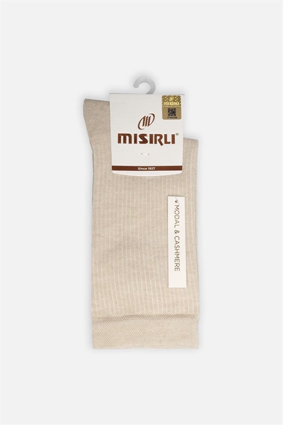 Mısırlı Kadın Modal Kaşmir Tekli Soket Çorap Taş Rengi
