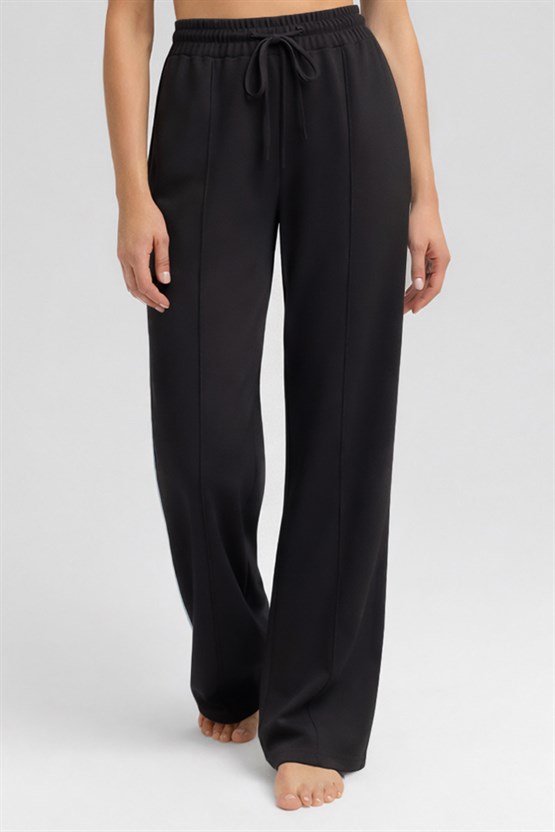 Mısırlı Kadın Modal Önü Dikişli Düz Paça Pantolon Antrasit