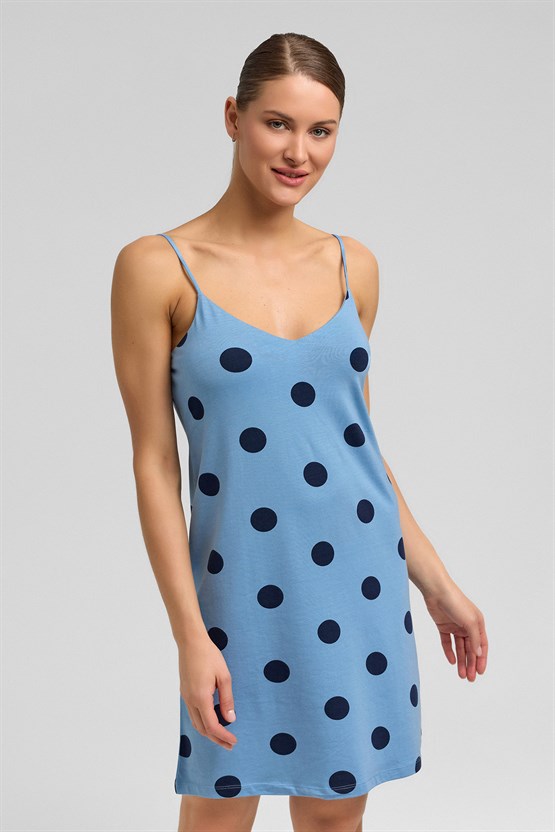 Mısırlı Kadın Modal Örme İp Askılı Gecelik Bebe Mavi