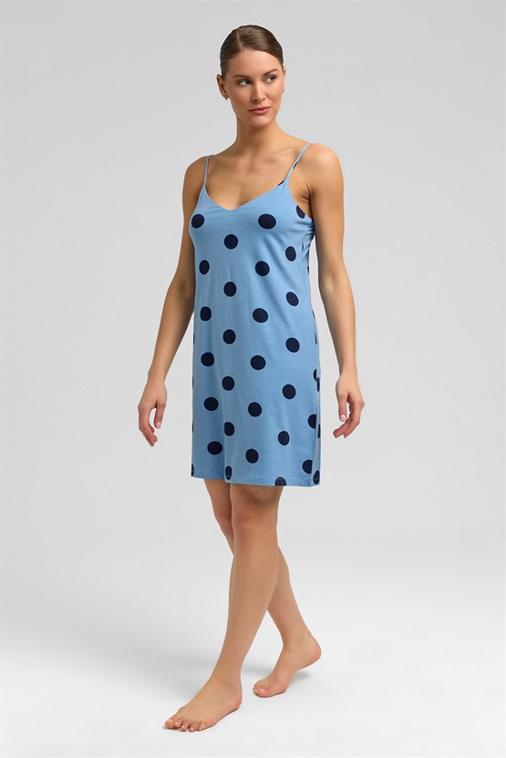 Mısırlı Kadın Modal Örme İp Askılı Gecelik Bebe Mavi