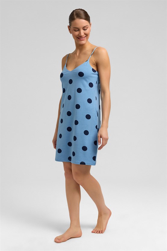 Mısırlı Kadın Modal Örme İp Askılı Gecelik Bebe Mavi