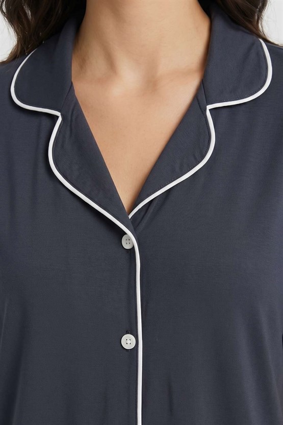 Mısırlı Kadın Modal Pijama Takım Antrasit