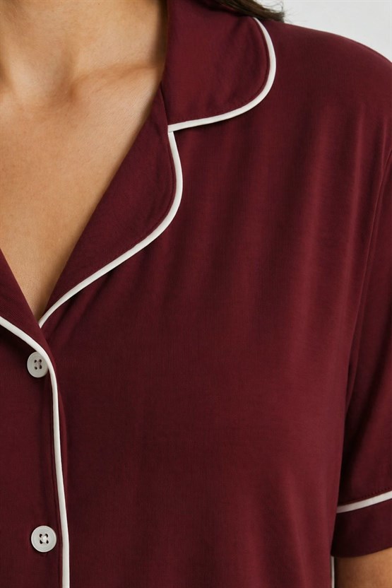 Mısırlı Kadın Modal Pijama Takım Bordo