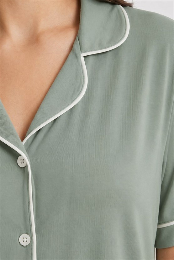 Mısırlı Kadın Modal Pijama Takım Çağla Yeşili
