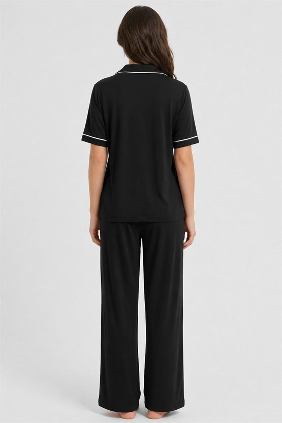 Mısırlı Kadın Modal Pijama Takım Siyah