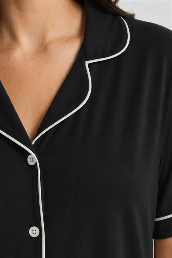 Mısırlı Kadın Modal Pijama Takım Siyah