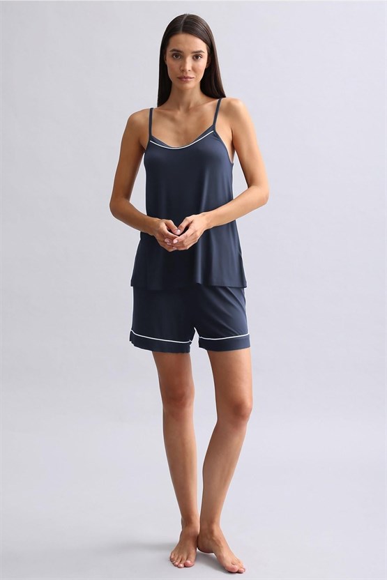 Mısırlı Kadın Modal Şort Gece Mavisi