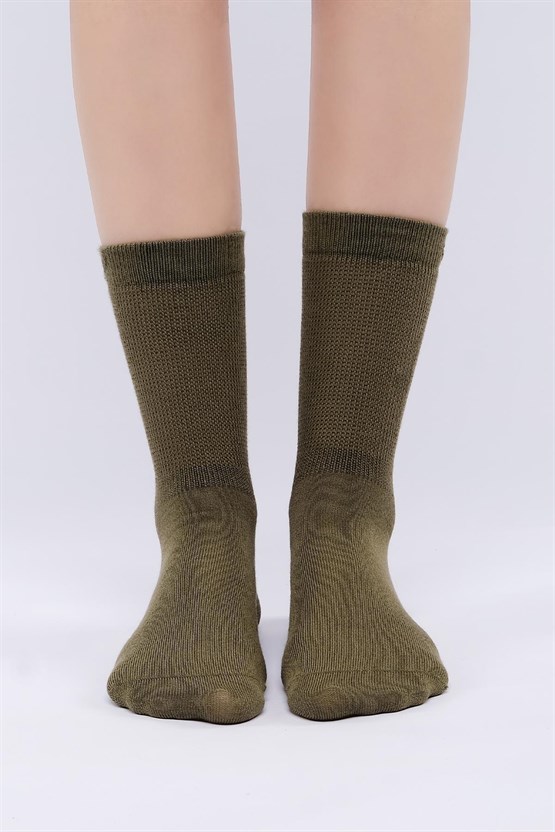 Mısırlı Kadın Modal Tekli Soket Çorap Haki