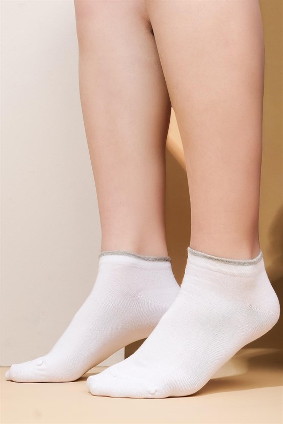 Mısırlı Kadın Modal Tekli Yazlık Sneaker Çorap Beyaz