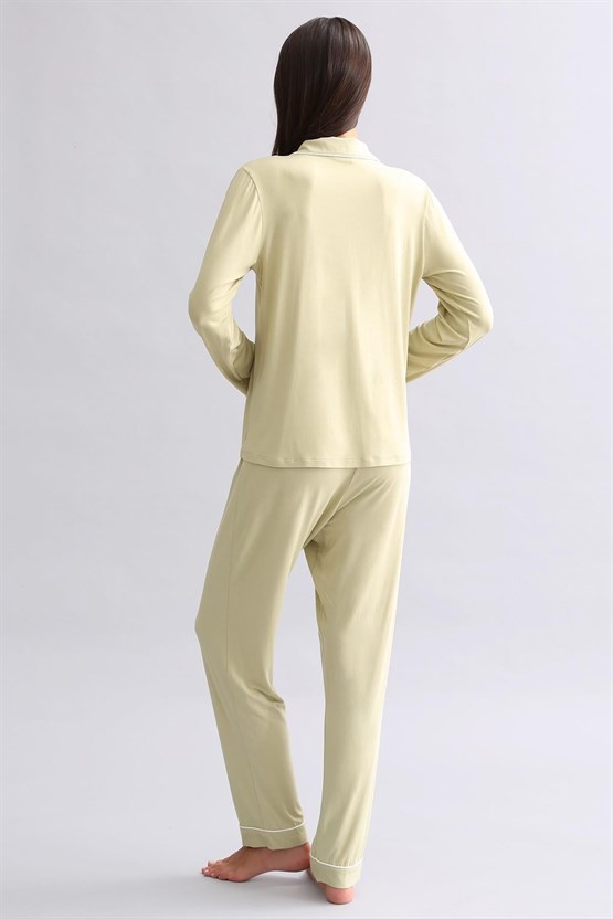 Mısırlı Kadın Modal Uzun Kollu Gömlek Adaçayı Yeşili