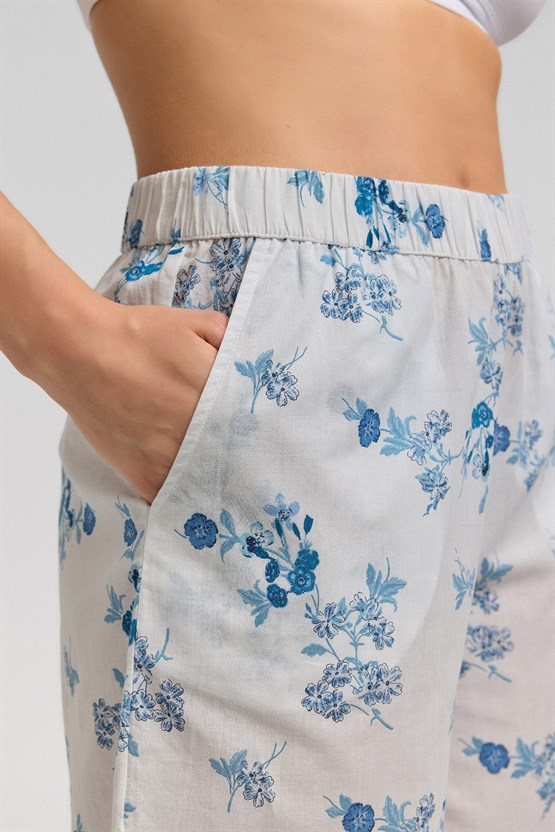 Mısırlı Kadın Pamuk Beli Lastikli Şort Beyaz