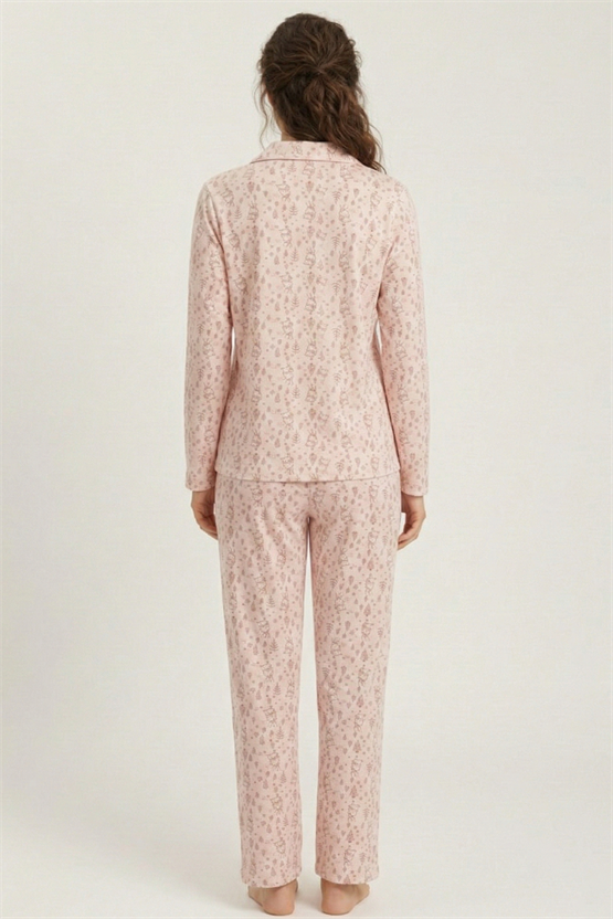 Mısırlı Kadın Pamuk Tavşan Baskı Detaylı Pijama Takım Açık Sarı