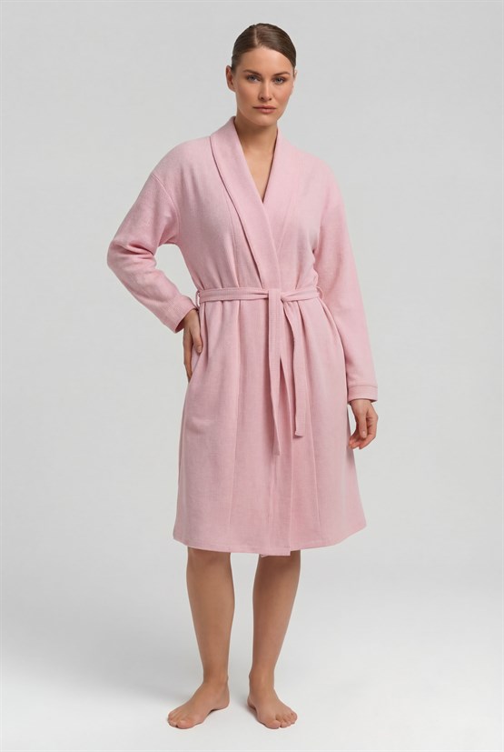 Mısırlı Kadın Pamuklu Waffle Kısa Sabahlık Açık Sarı