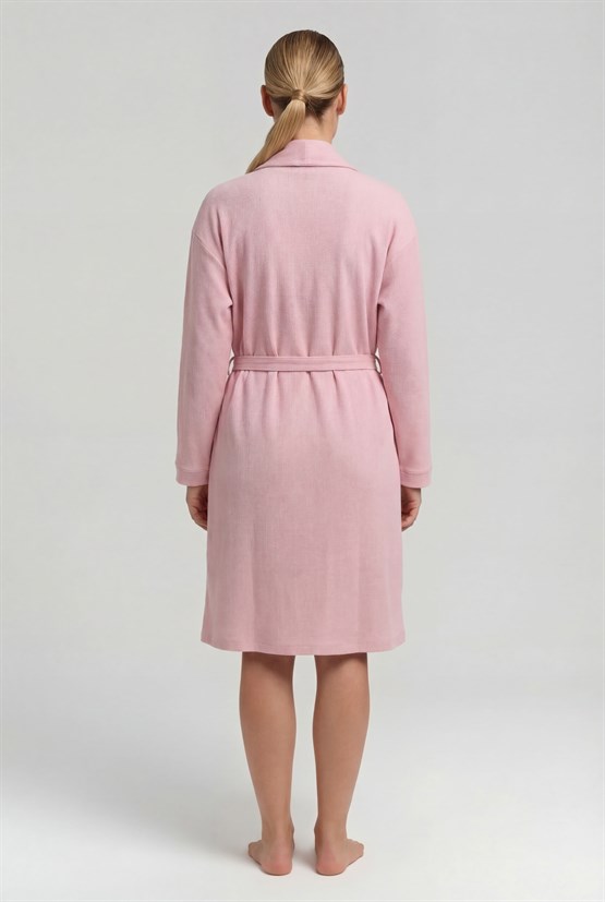 Mısırlı Kadın Pamuklu Waffle Kısa Sabahlık Açık Sarı