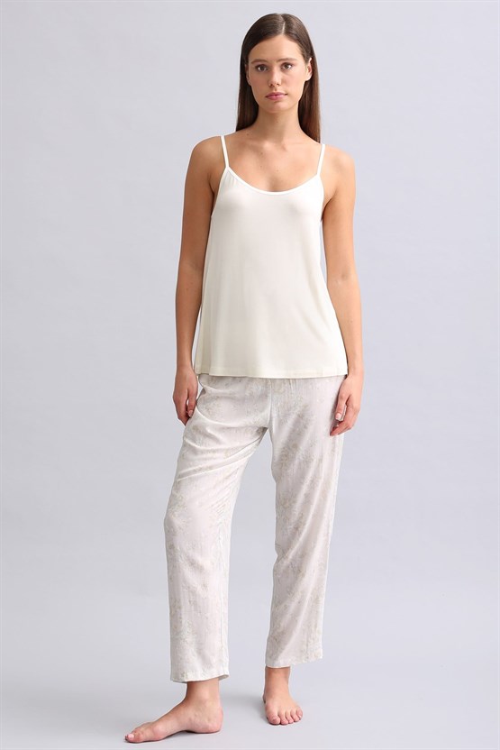 Mısırlı Kadın Saten Dar Paça Alt Pijama Gri