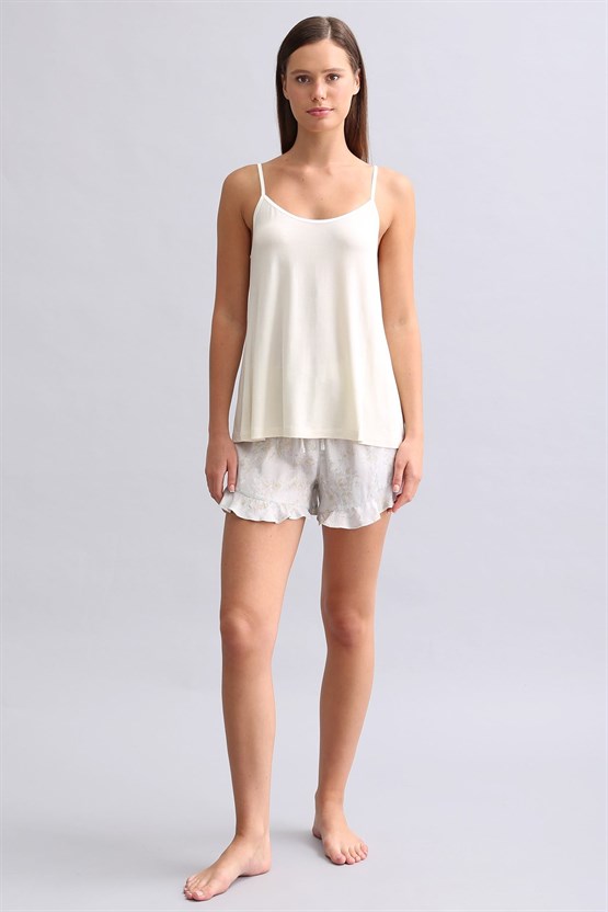 Mısırlı Kadın Saten Mini Şort Gri