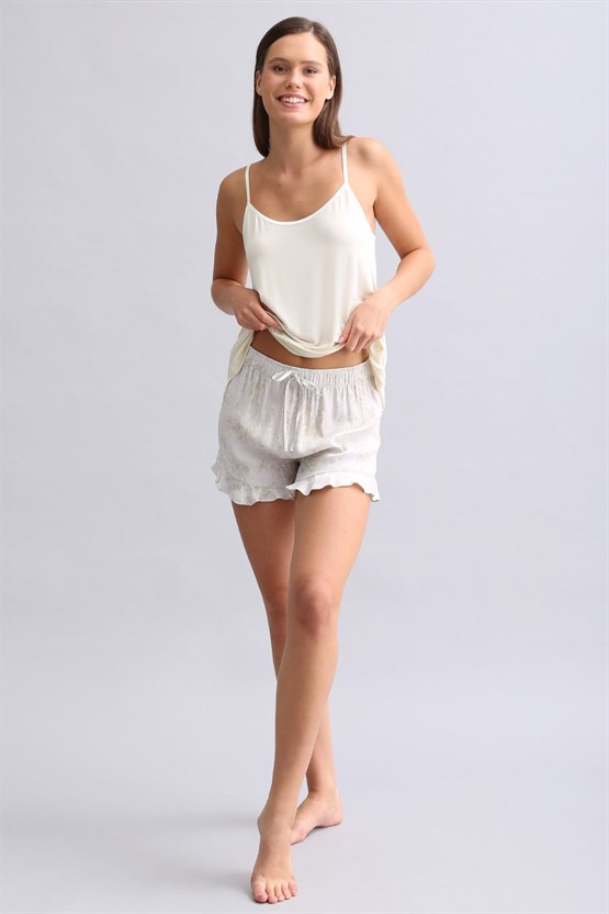 Mısırlı Kadın Saten Mini Şort Gri