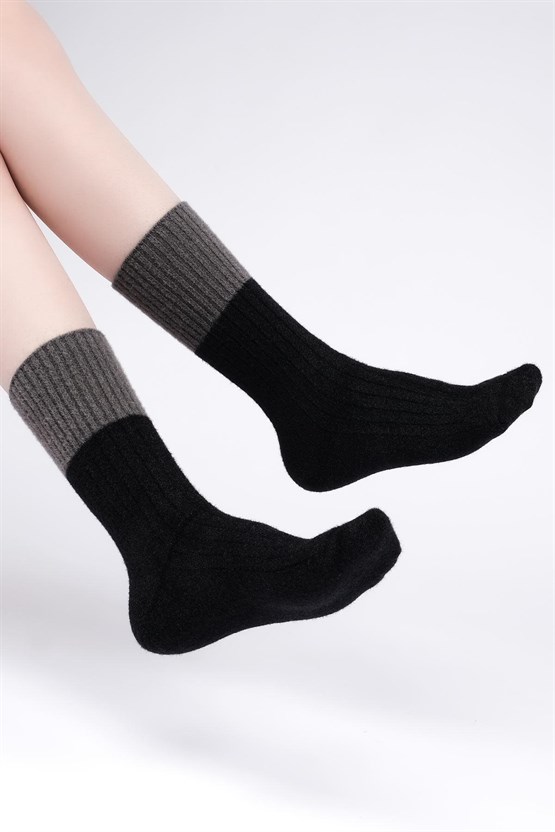 Mısırlı Kadın Soft Peluş Termal Tekli Soket Çorap Siyah