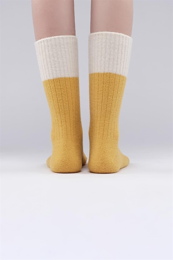 Mısırlı Kadın Soft Peluş Termal Tekli Soket Çorap Sarı