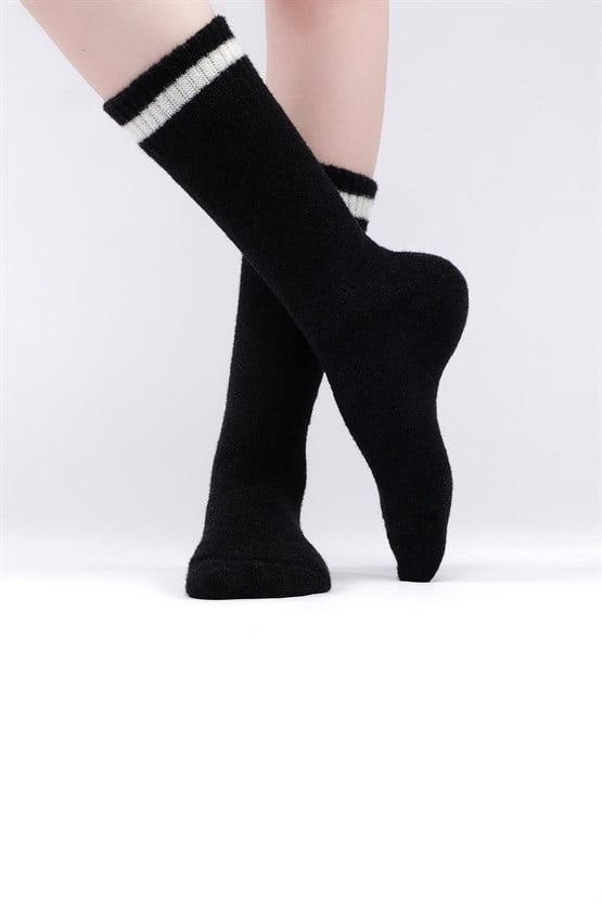 Mısırlı Kadın Soft Peluş Termal Tekli Soket Çorap Siyah