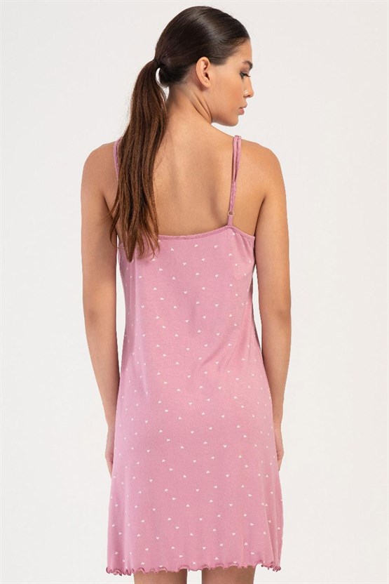 Mısırlı Kadın Viskon Dantelli İp Askılı Tunik Pembe