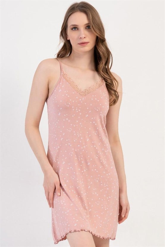 Mısırlı Kadın Viskon Dantelli İp Askılı Tunik Açık Sarı