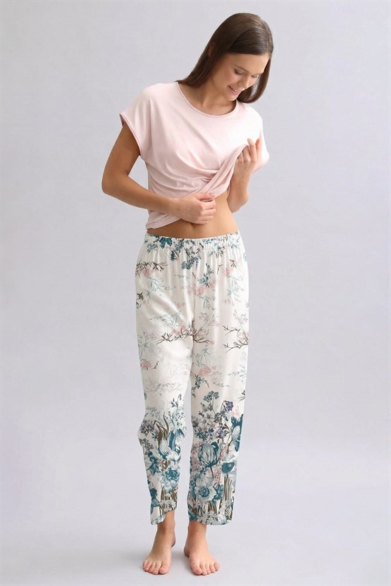 Mısırlı Kadın Viskon Dokuma Pijama Mavi