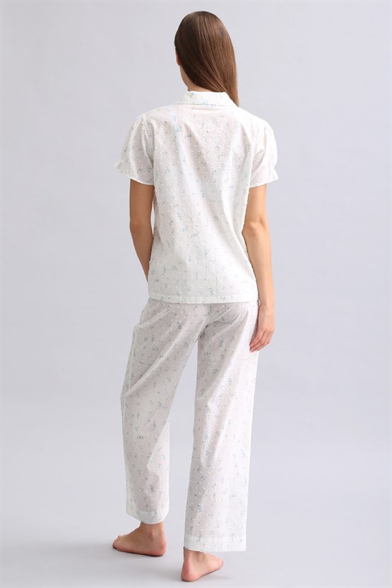 Mısırlı Kadın Vual Alt Pijama Beyaz