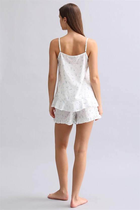 Mısırlı Kadın Vual İnce Askılı Atlet Beyaz