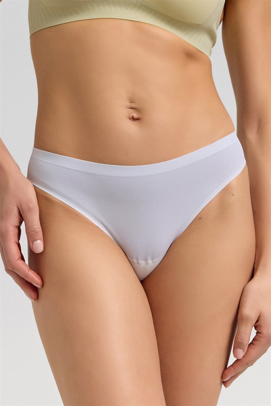 Mısırlı Lazer Kesim Dayanıklı Kenar Brazilian Külot Beyaz