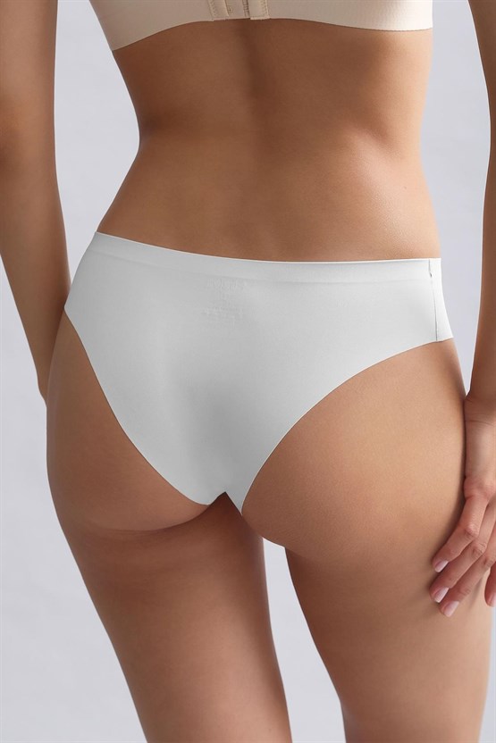 Mısırlı Lazer Kesim Görünmez Slip Külot Beyaz