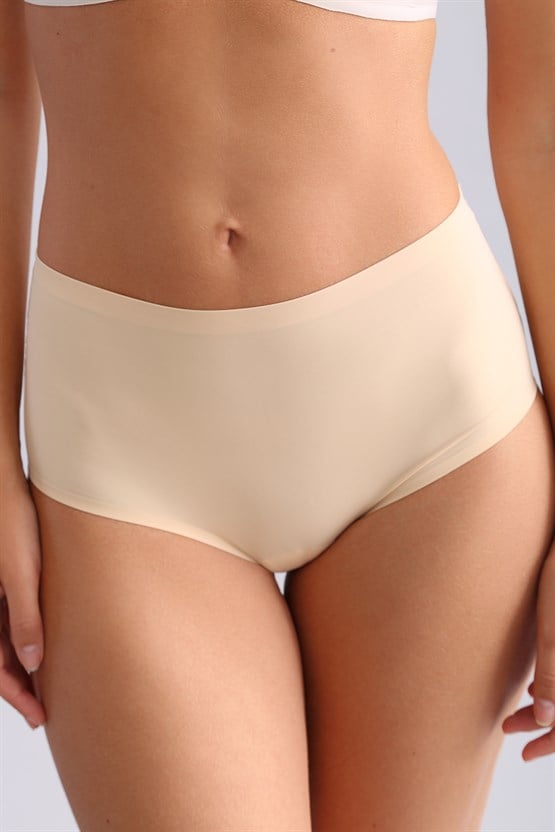 Kadın Lazer Kesim Orta Bel Hipster Külot Ten