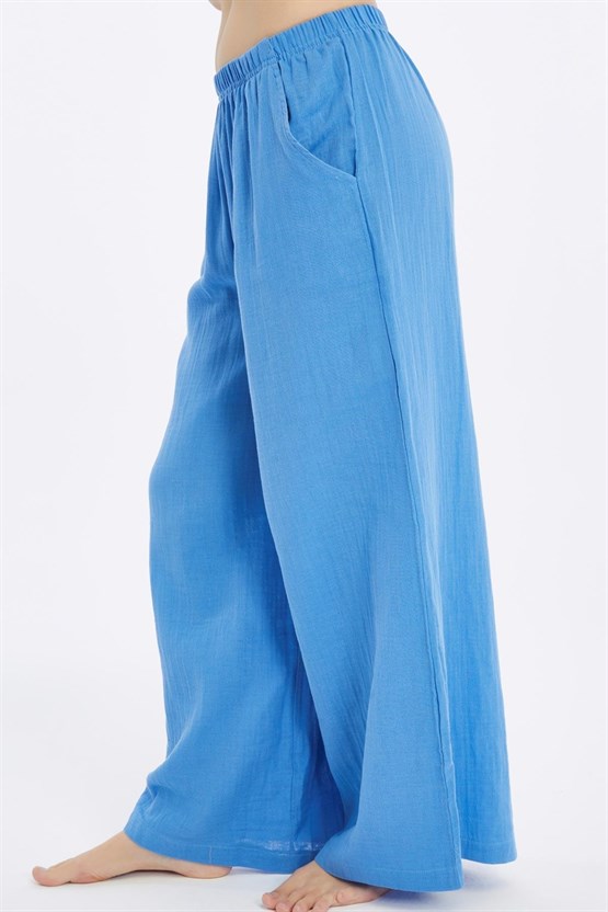 Mısırlı MÜSLİN Pamuklu Pantolon Mavi
