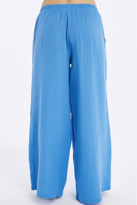 Mısırlı MÜSLİN Pamuklu Pantolon Mavi