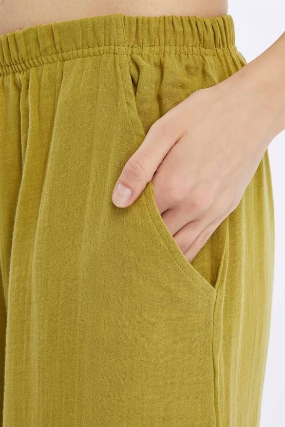 Mısırlı MÜSLİN Pamuklu Pantolon Yeşil