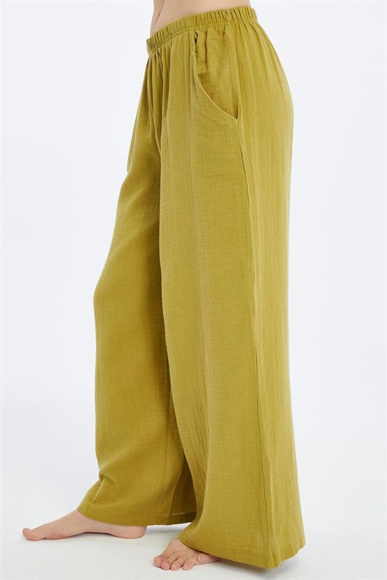 Mısırlı MÜSLİN Pamuklu Pantolon Yeşil