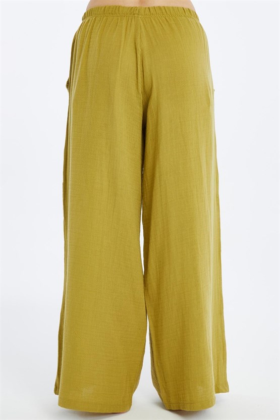 Mısırlı MÜSLİN Pamuklu Pantolon Yeşil