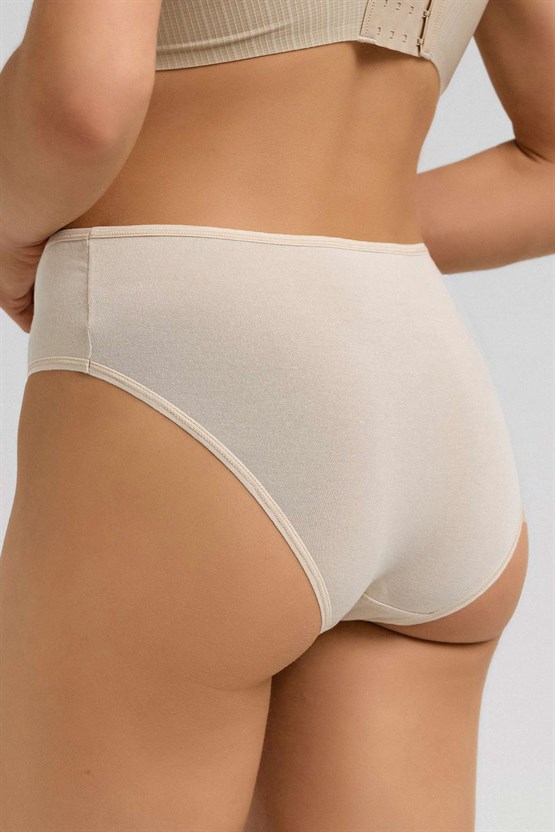 Kadın Micro Modal Yüksek Bel Hipster Ekru