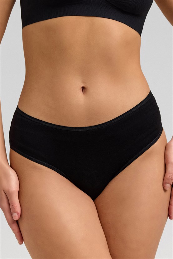 Kadın Micro Modal Yüksek Bel Hipster Siyah