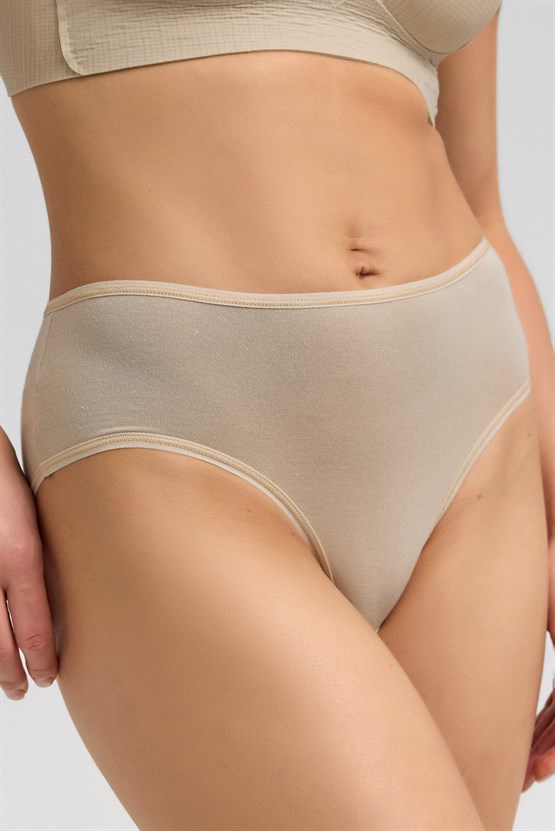 Kadın Micro Modal Yüksek Bel Hipster Ten