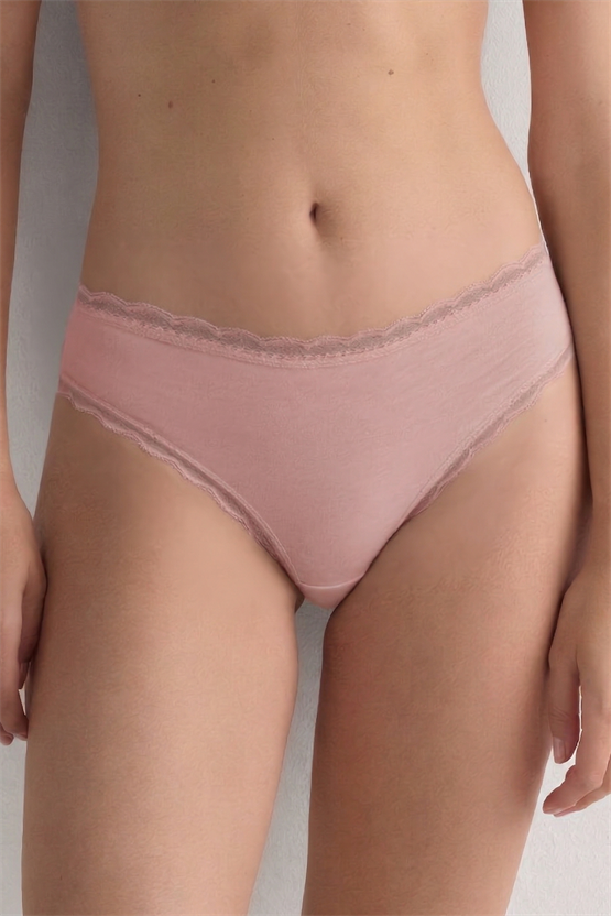 Mısırlı Modal Dantelli Cheeky Külot Somon