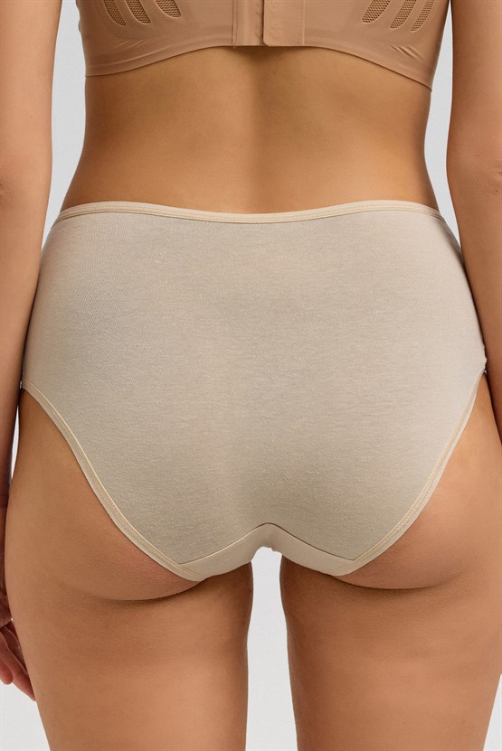 Kadın Modal Yüksek Bel Hipster Külot Ten