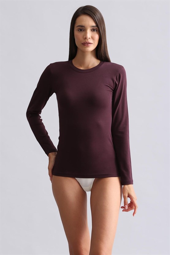 Mısırlı Modal by TENCEL BRITT Bisiklet Yaka Uzun Kollu Fanila / Sweatshirt Mor