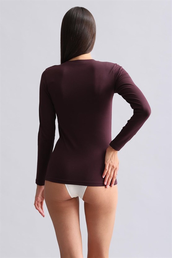 Mısırlı Modal by TENCEL BRITT Bisiklet Yaka Uzun Kollu Fanila / Sweatshirt Mor